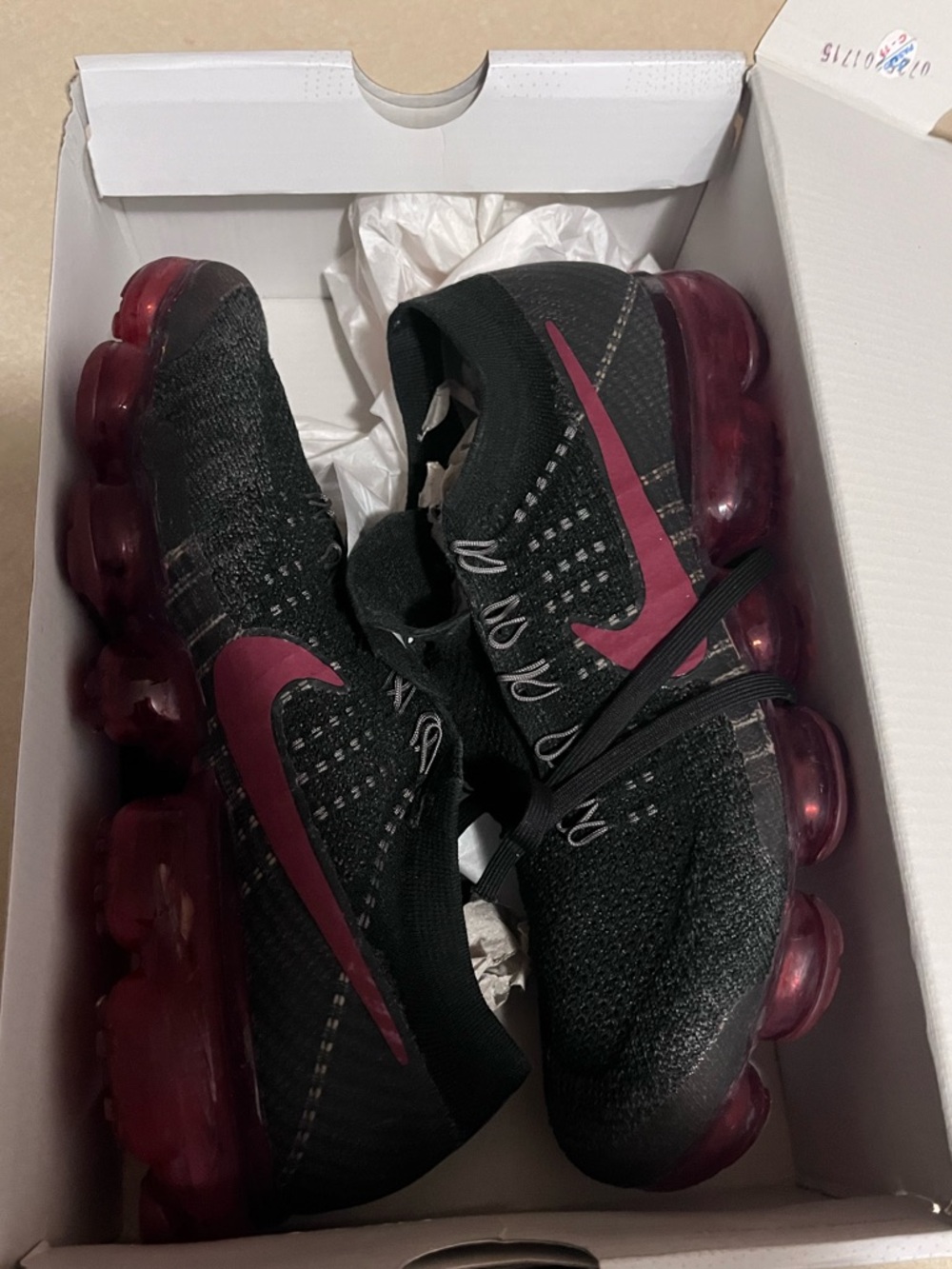 Nike Air VaporMax Flyknit Black with Maroon Accents